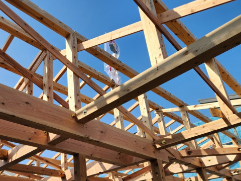 芝山町　建売住宅の建て方の様子